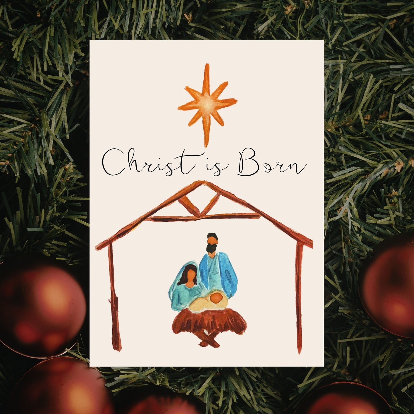 CHR107 - Christ is Born Manger Card