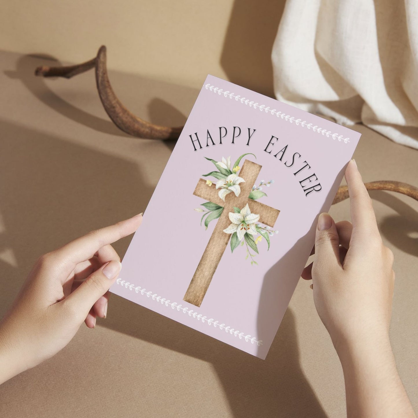 EAS100 - Floral Cross Happy Easter Card