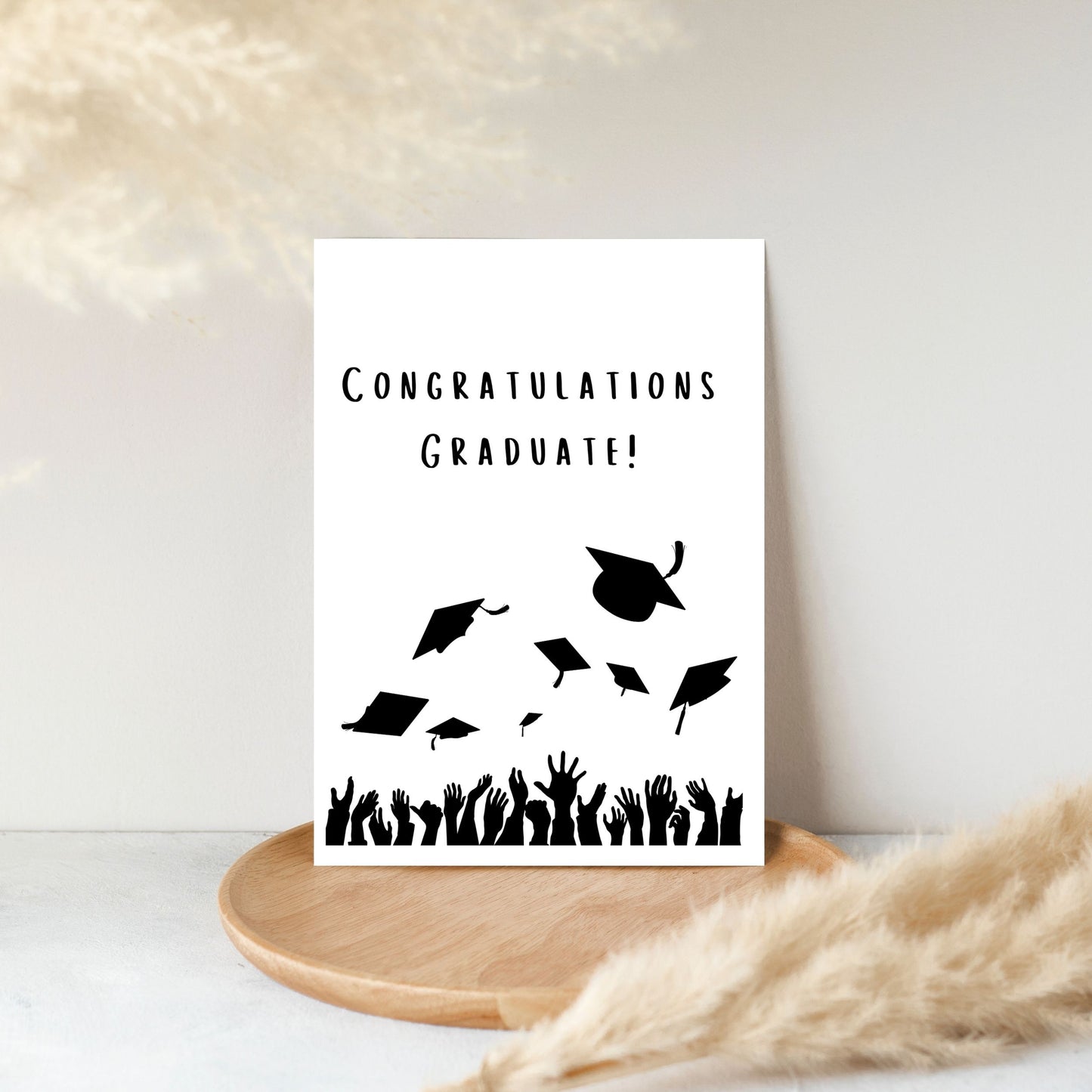GRA108 - Black White Congratulations Graduate Card