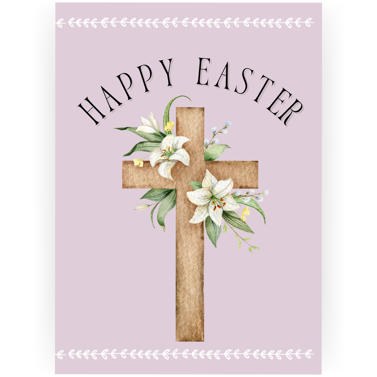 EAS100 - Floral Cross Happy Easter Card