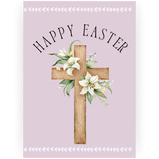 EAS100 - Floral Cross Happy Easter Card