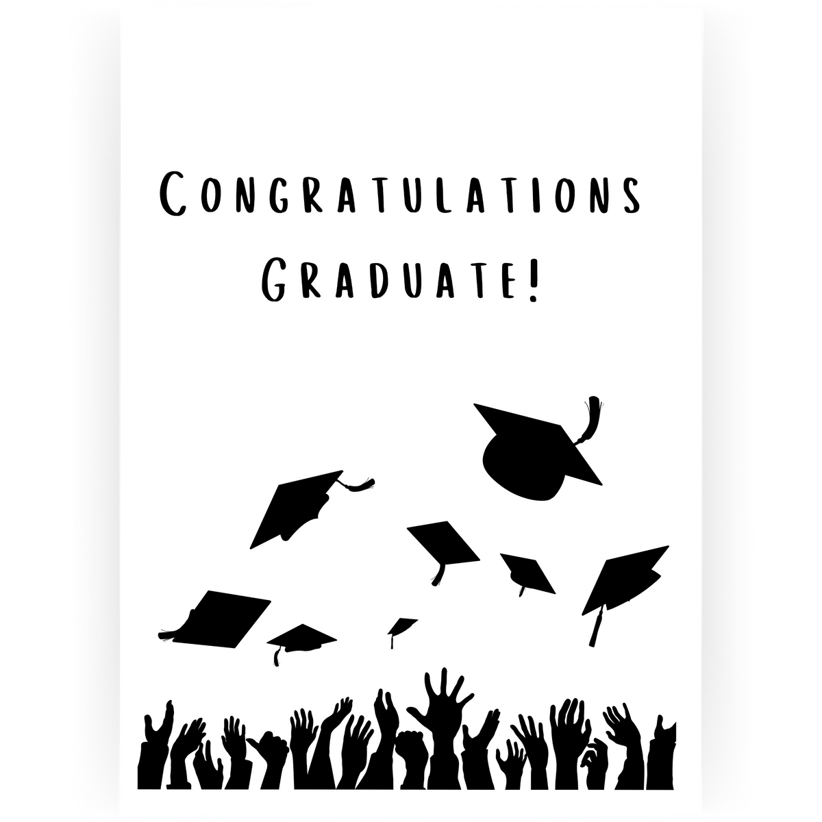 GRA108 - Black White Congratulations Graduate Card