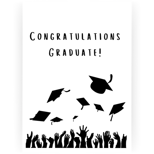 GRA108 - Black White Congratulations Graduate Card