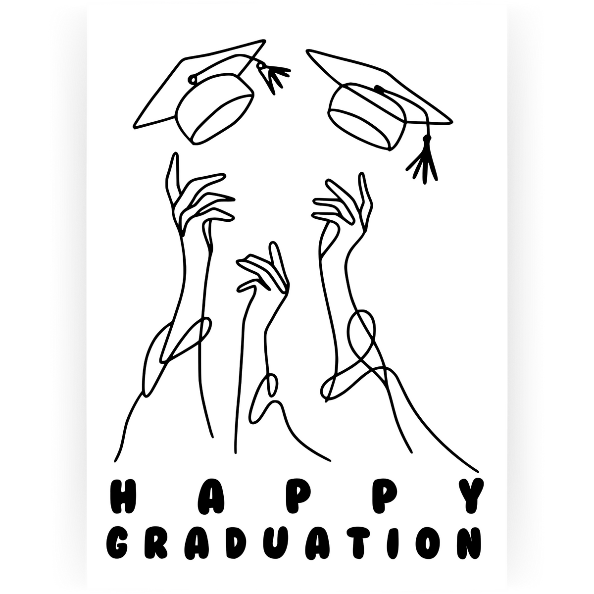 GRA110 - Happy Graduation Line Art Caps