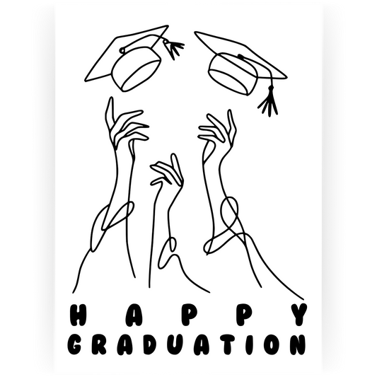 GRA110 - Happy Graduation Line Art Caps