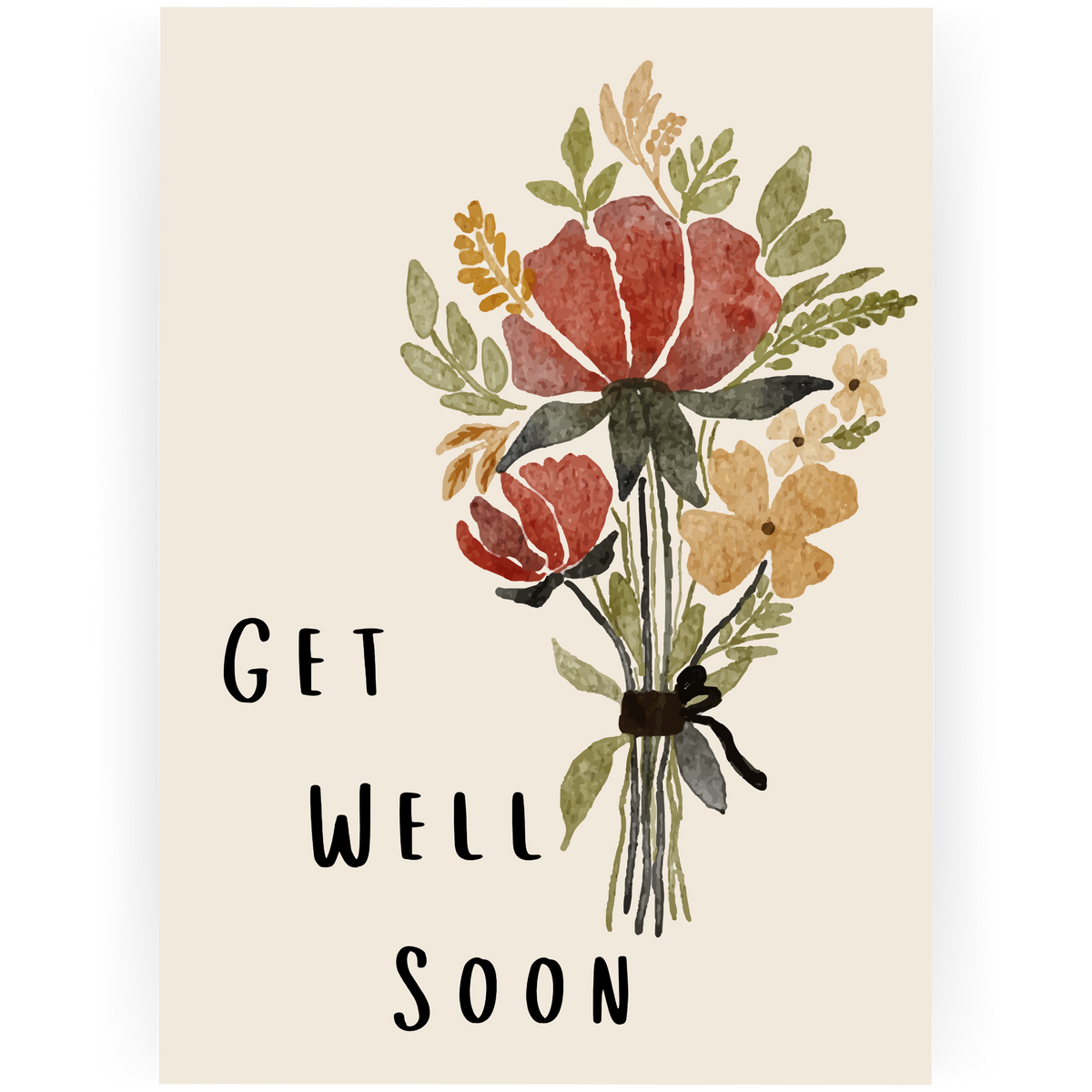 GWS105 - Neutral Bouquet Get Well Soon Card