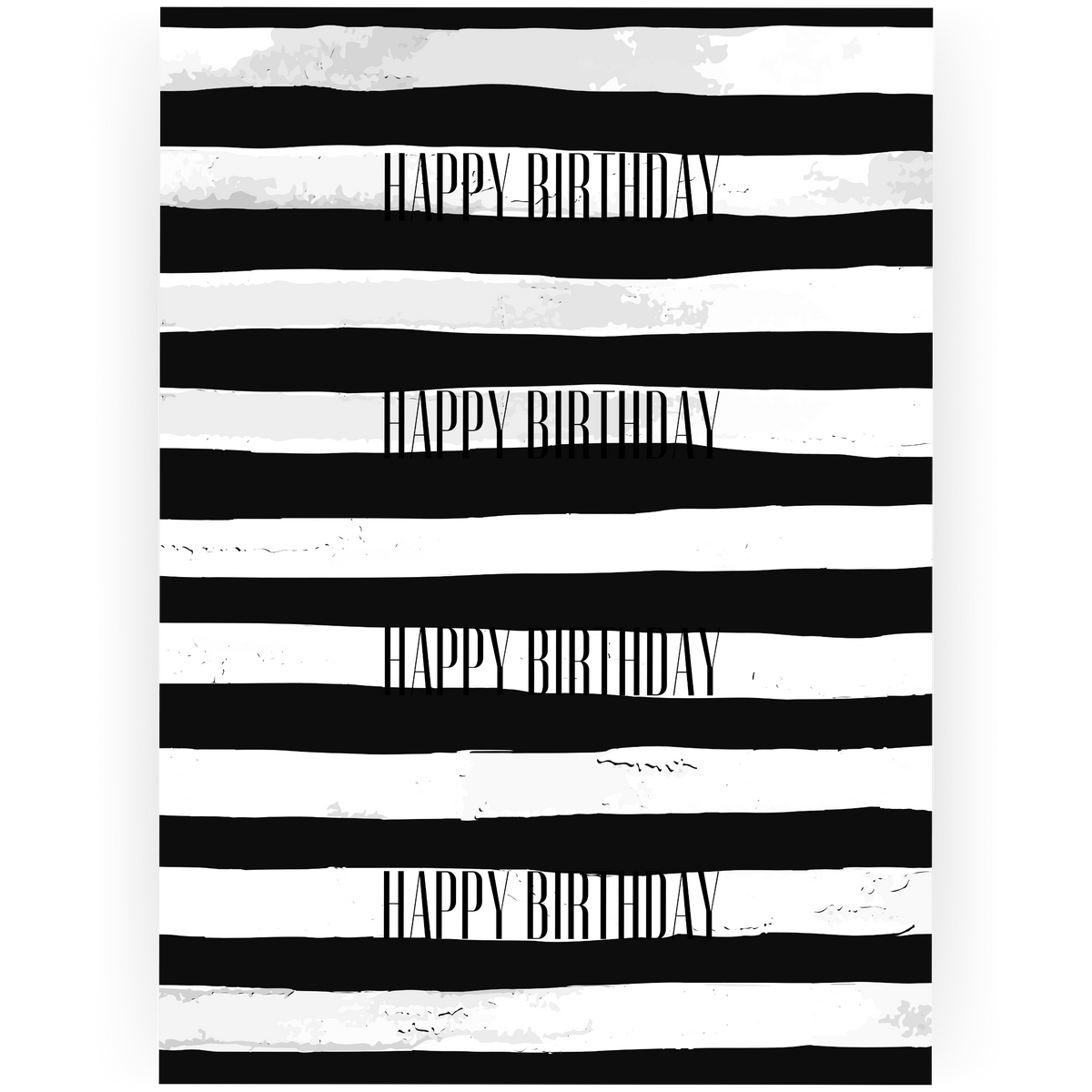 MBD024 - Black White Striped Happy Birthday Card