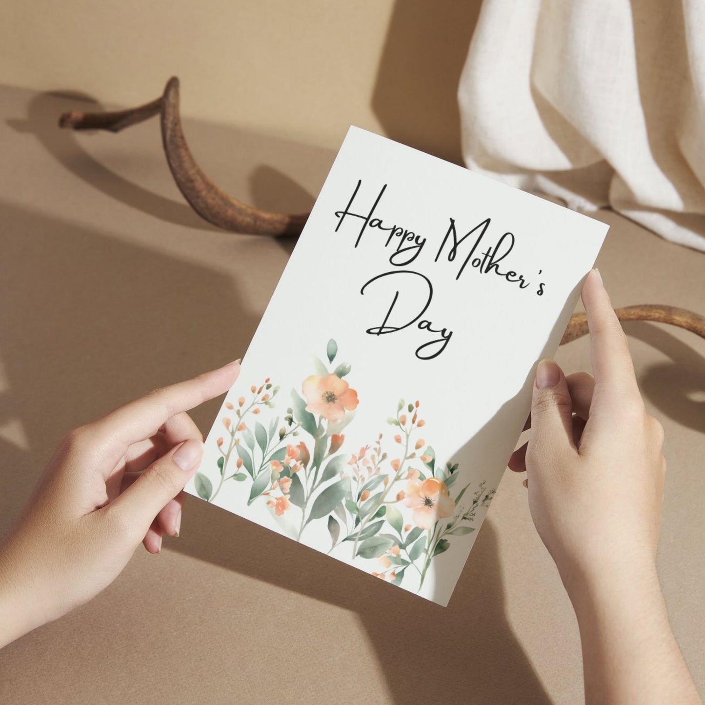 MD115 - Peach Floral Happy Mother's Day Card
