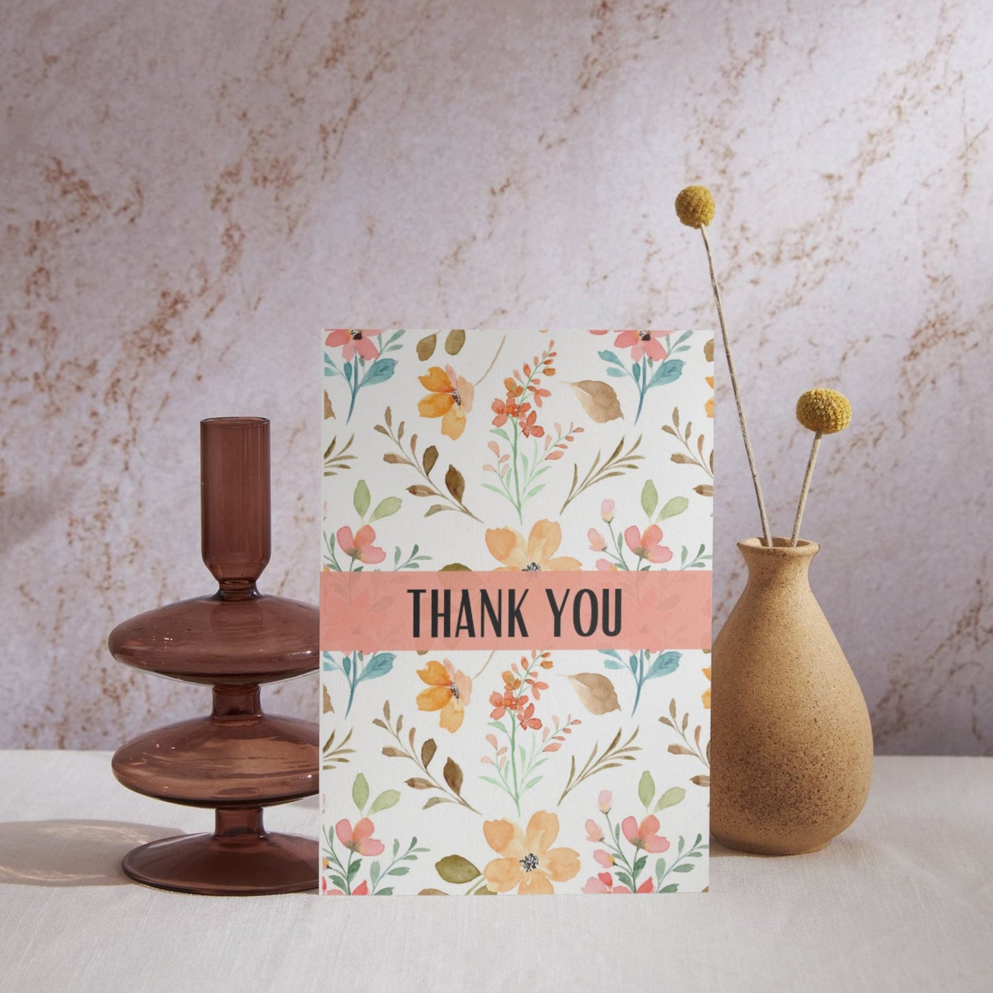 TY044 - Thank You Peach Floral Card