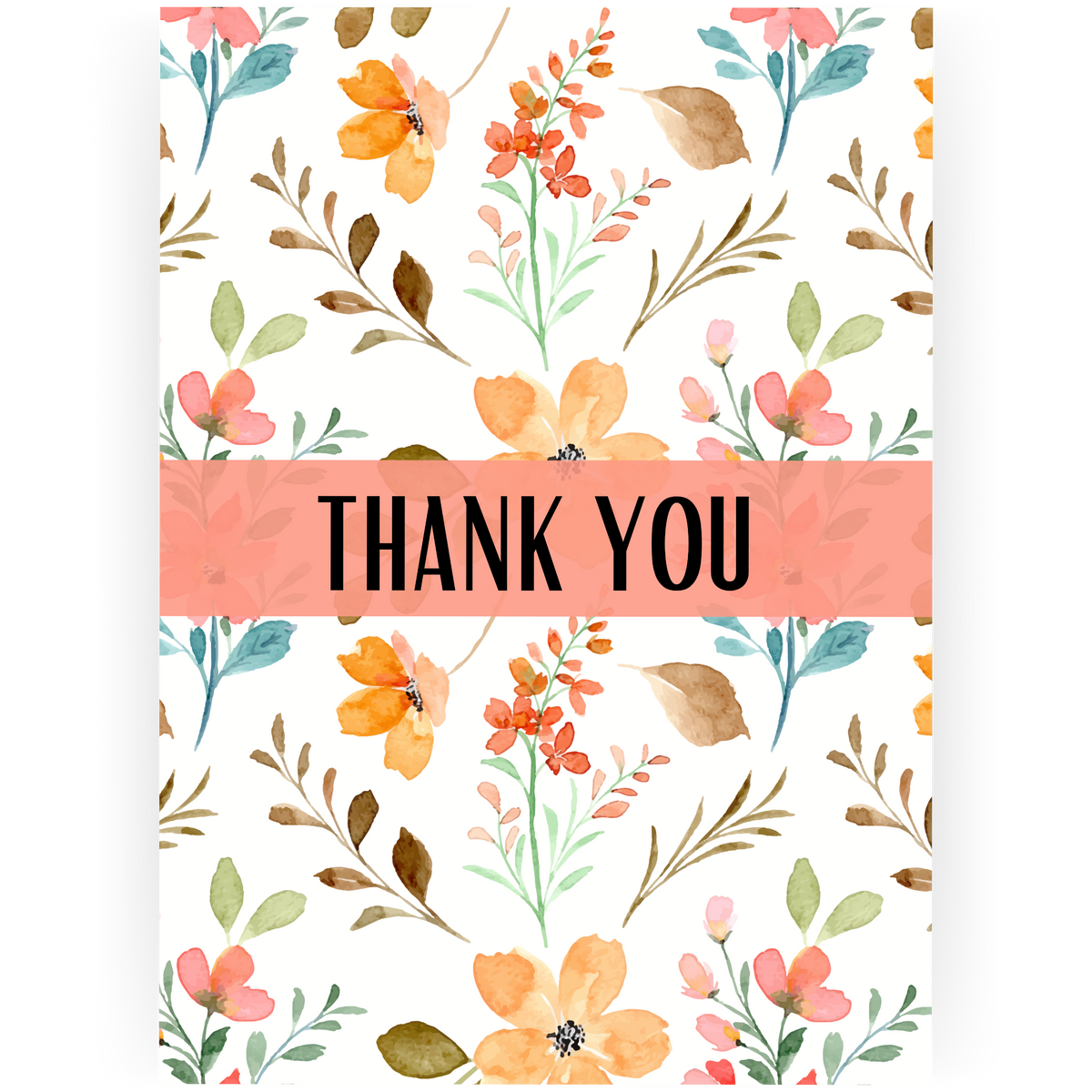 TY044 - Thank You Peach Floral Card