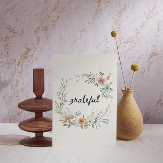 TY045 - Grateful Floral Wreath Card