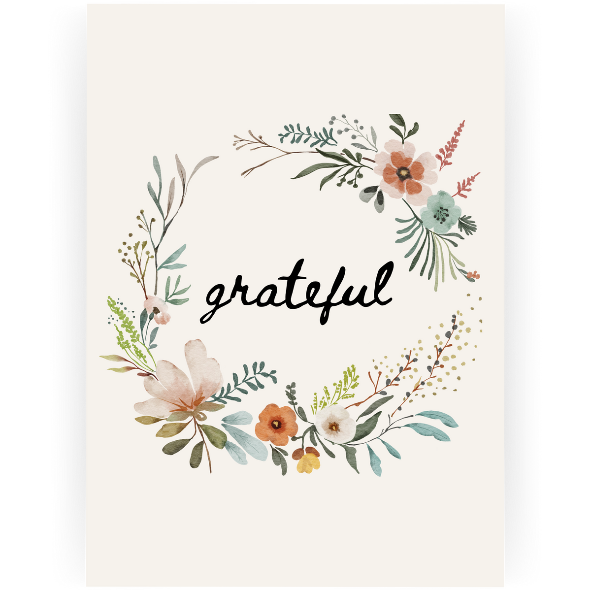 TY045 - Grateful Floral Wreath Card