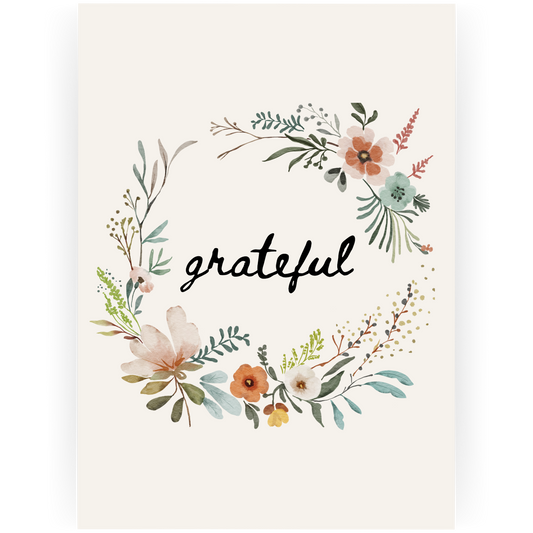 TY045 - Grateful Floral Wreath Card