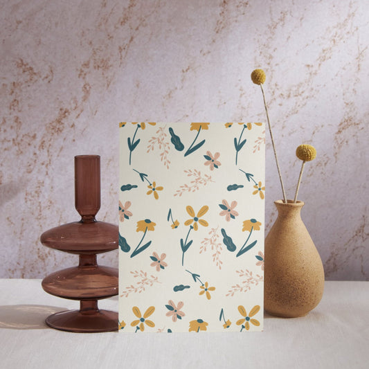 TY047 - Yellow Floral Blank Thank You Card
