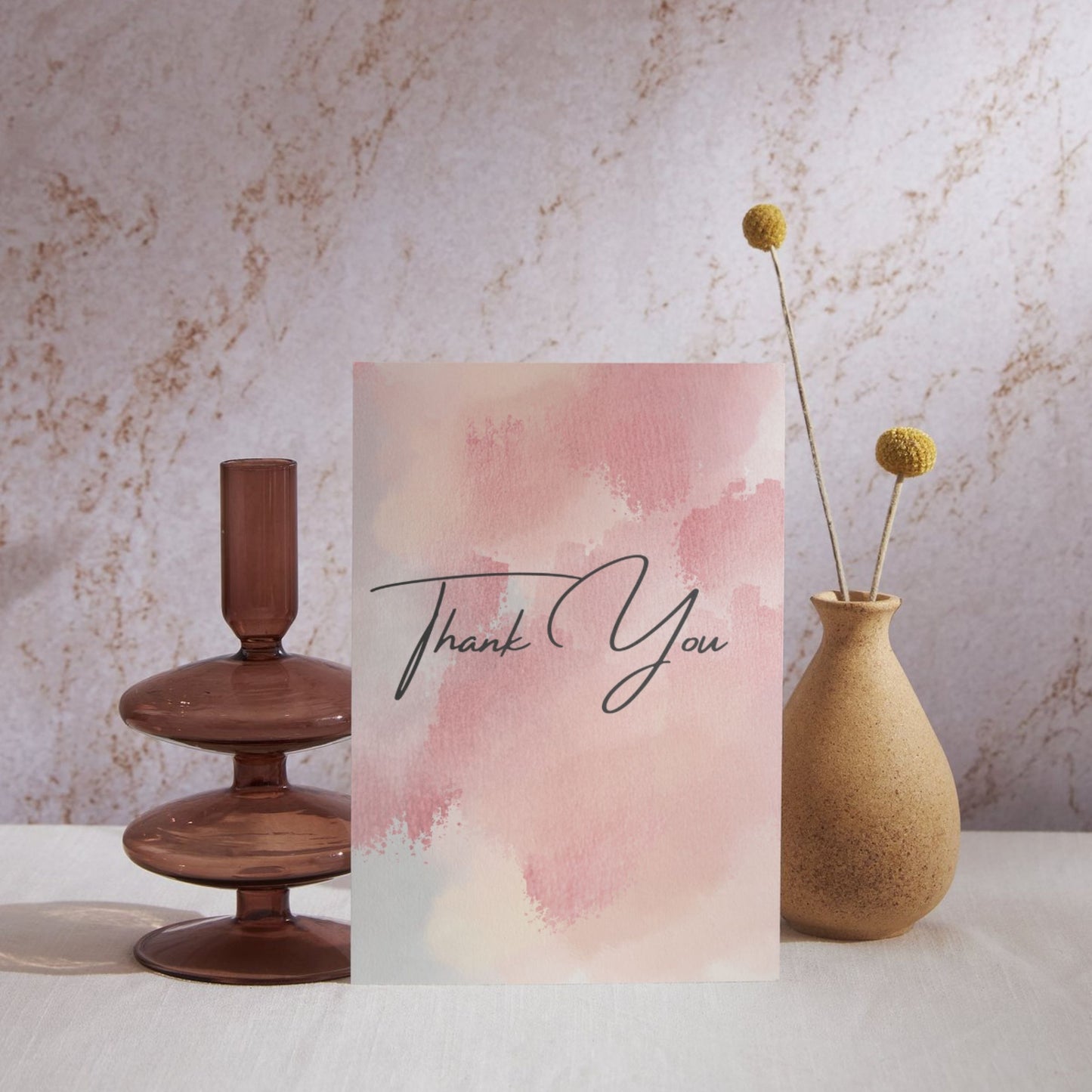 TY048 - Pink Watercolor Thank You Card