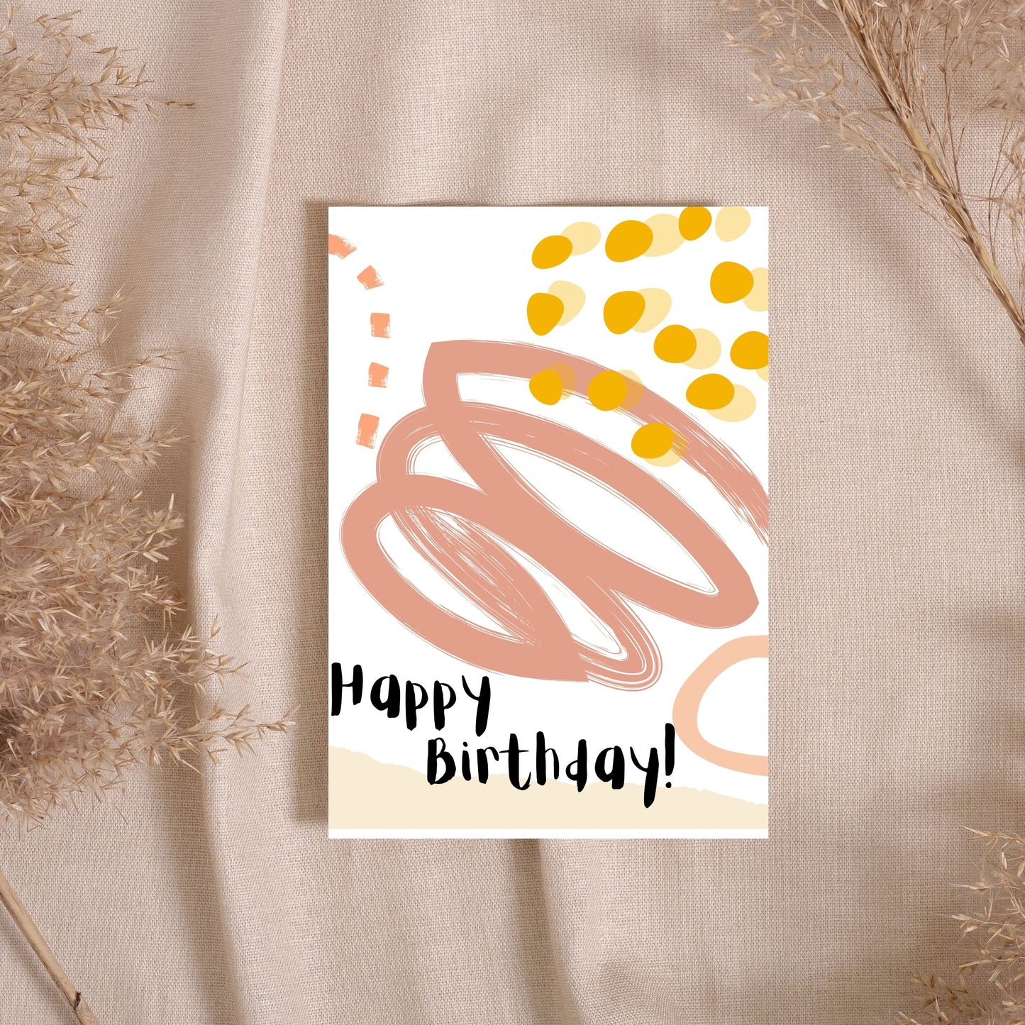 WBD043 - Mauve Painted Happy Birthday Card