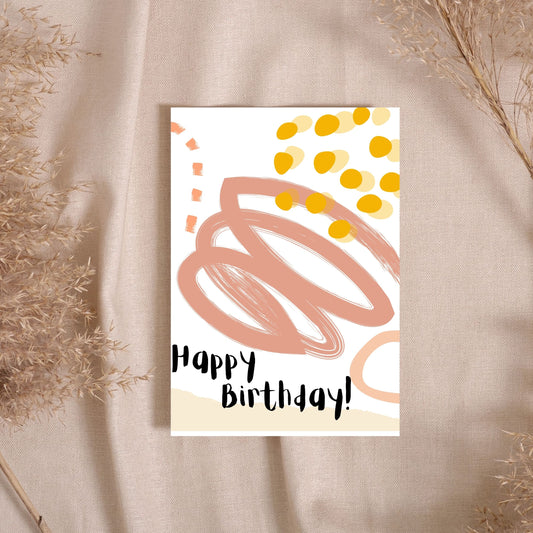 WBD043 - Mauve Painted Happy Birthday Card